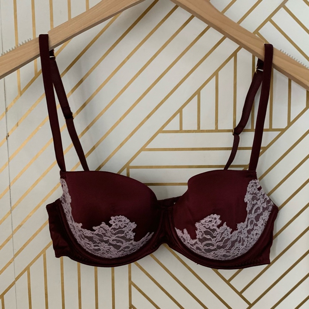 Myla London Silk blend Grosvenor Square Balcony Bra lace 34C Plum Balconette Bra